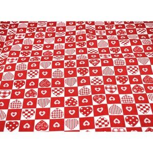 Quilting Fabric Red White Hearts  2 yards + 15"  Sewing (87x42) Granny Core